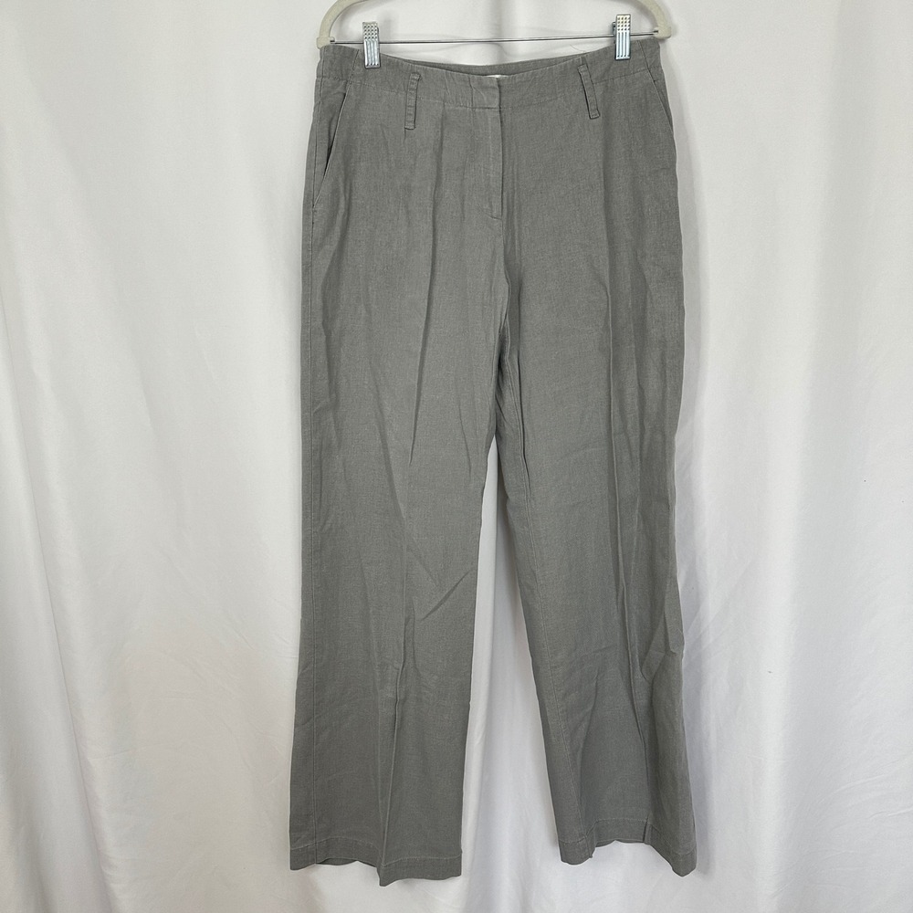 Pendleton Linen Blend Wide Leg Pants Trousers Gray Career Casual Women's Size 10 - Picture 2 of 15